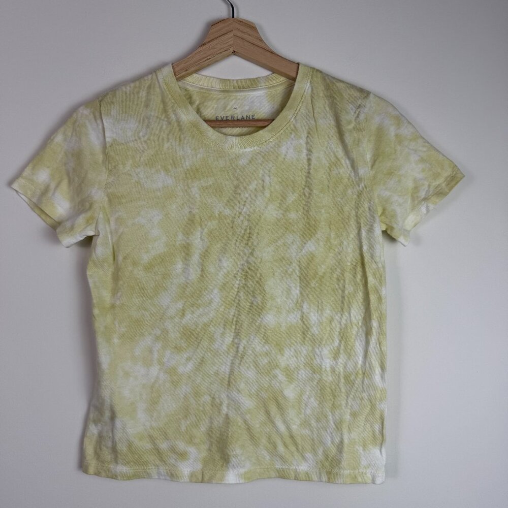 Everlane Crewneck 100% Cotton Short Sleeve Tie Dye T Shirt Top Yellow XXS